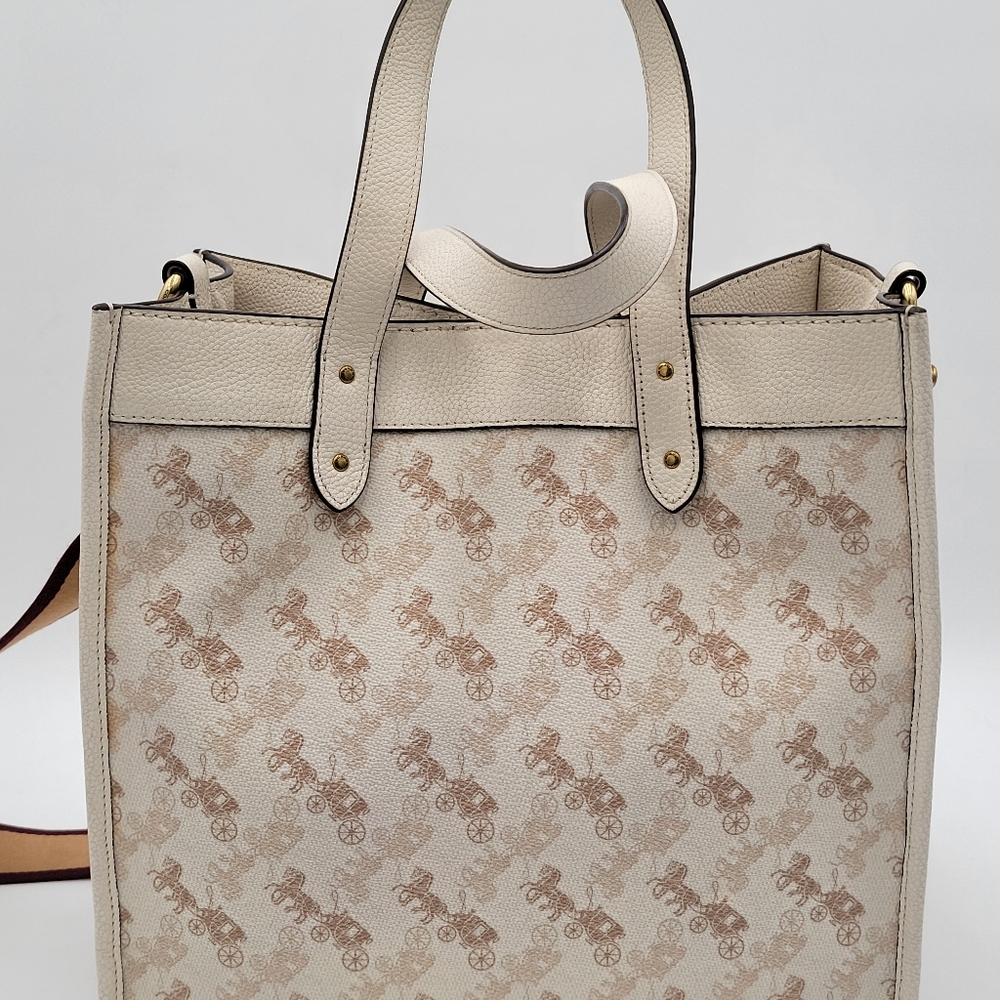 Coach Beige and Tan Signature Horse Carriage Tote